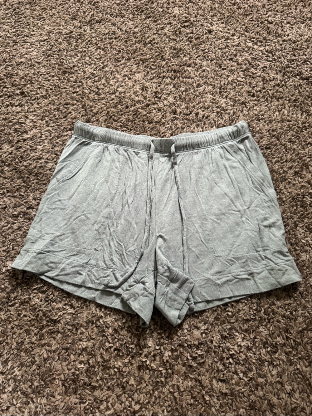 Casual Drawstring Lounge Shorts in Light Sage